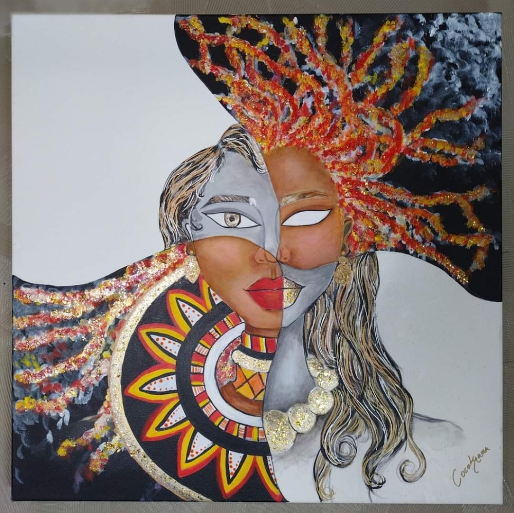 Large  Red, Black and Gold Acrylic Painting
